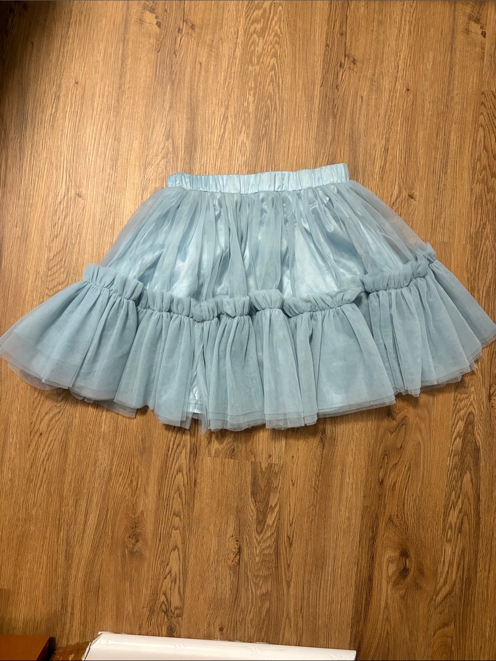 Light Blue Layered Tulle Skirt with Elastic Waistband
